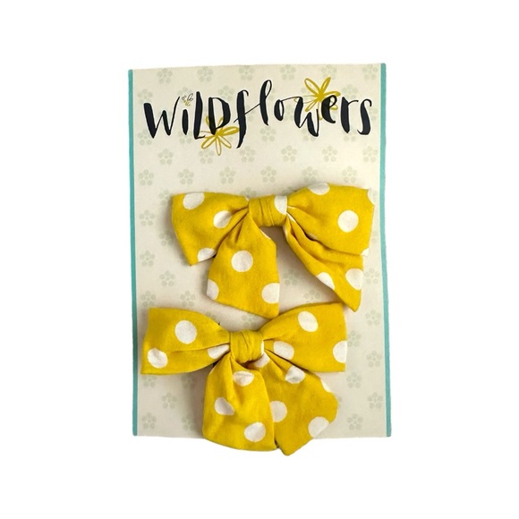 Wildflowers Yellow Polka Dot Hair Bows - Picture 1 of 4